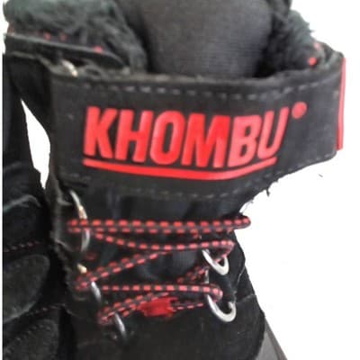 Khombu Hickory Kids Black Red Leather Faux Fur Lined Snow Boots Size 11M 801461 - Thumbnail 8