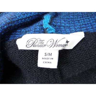 The Pioneer Woman Black Blue Geometric Print Open Front Cardigan Sweater S M - Thumbnail 2
