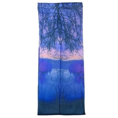 Infinity Scarf Winter Landscape Tree Sunset Print Blue Purple - Thumbnail 2