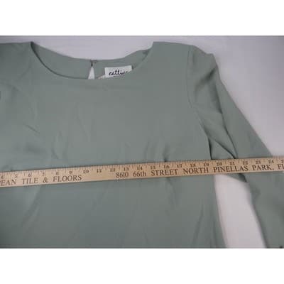 Vintage Cattiva New York Womens Mint Green Lace Trim AsymmetricalTop Sz 14 - Thumbnail 6