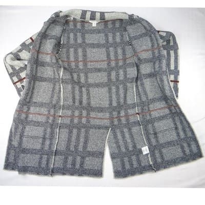 MONTEAU Women's Gray Plaid Open Front Knit Cardigan Sweater XS - Thumbnail 6