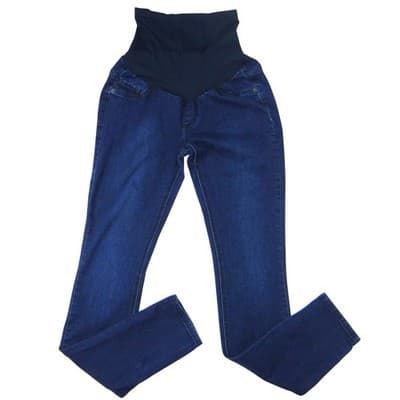 Indigo Blue Maternity Jeans Dark Wash Stretchy Full Panel Skinny Leg Size M/L - Thumbnail 7