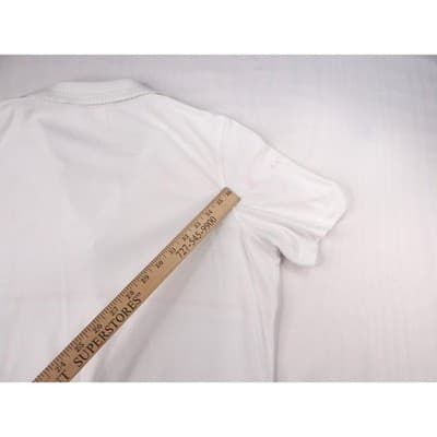 Vintage White Polo Shirt Colorful Geometric Print Women's Size Medium - Thumbnail 4