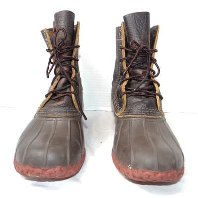 LL Bean Boots 6 Inch Bison Leather Duck Boots Brown Women's 9.5 in Made in Maine - Thumbnail 4