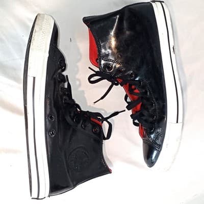 Converse Chuck Taylor All Star High Top Black Patent Leather Red Lining Sneakers - Thumbnail 2