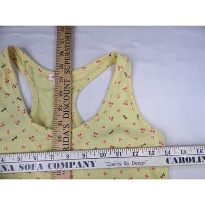 Y2K COLZA Womens Yellow Cherry Print Racerback Tank Top Size L - Thumbnail 4