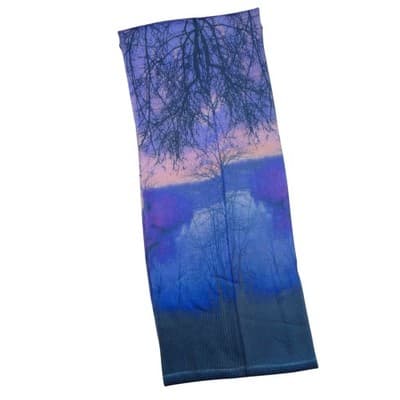 Infinity Scarf Winter Landscape Tree Sunset Print Blue Purple - Thumbnail 3