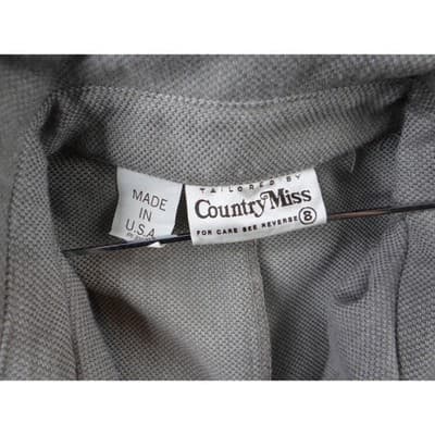 Vintage Country Miss Grey Plaid Button Front Belted Dress Women's Size 8 Wool - Thumbnail 2