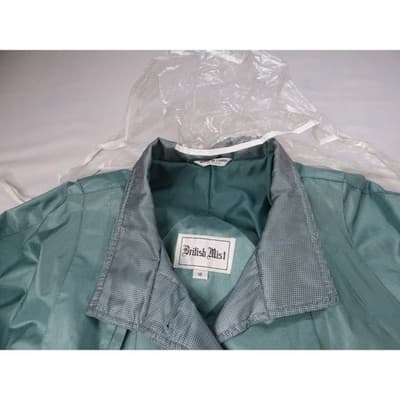 Vintage British Mist Teal Raincoat Women's Size 16 Trench Style Water Resistant - Thumbnail 5