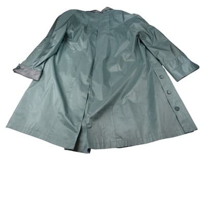 Vintage British Mist Teal Raincoat Women's Size 16 Trench Style Water Resistant - Thumbnail 10