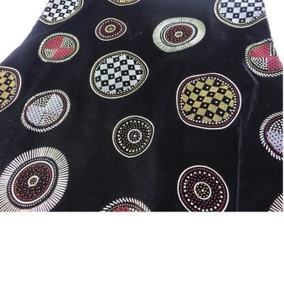 Stunning Vintage Black Velvet Geometric Print Vest with Red Gem Buttons - Thumbnail 7