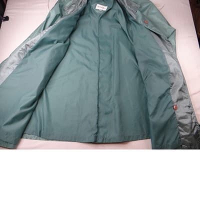 Vintage British Mist Teal Raincoat Women's Size 16 Trench Style Water Resistant - Thumbnail 9