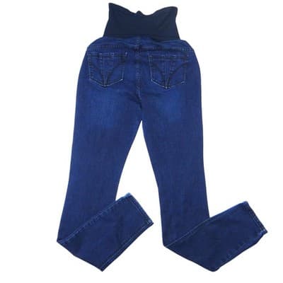 Indigo Blue Maternity Jeans Dark Wash Stretchy Full Panel Skinny Leg Size M/L - Thumbnail 3