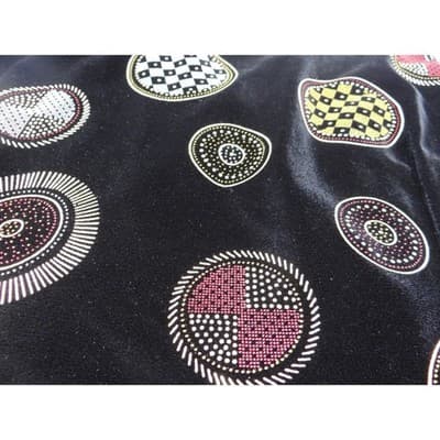Stunning Vintage Black Velvet Geometric Print Vest with Red Gem Buttons - Thumbnail 8