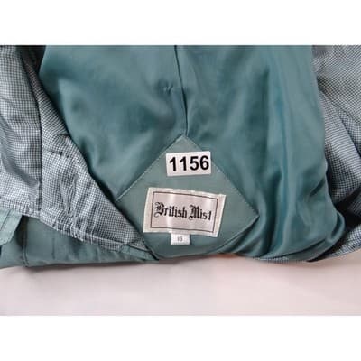 Vintage British Mist Teal Raincoat Women's Size 16 Trench Style Water Resistant - Thumbnail 16