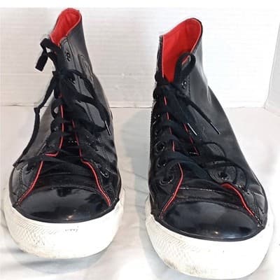 Converse Chuck Taylor All Star High Top Black Patent Leather Red Lining Sneakers - Thumbnail 5