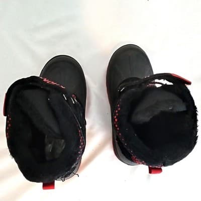 Khombu Hickory Kids Black Red Leather Faux Fur Lined Snow Boots Size 11M 801461 - Thumbnail 6