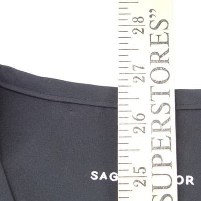 NWT-Sag Harbor We Care Black V-Neck Scrub Top Medical Uniform 4-Way Stretch Med - Thumbnail 8