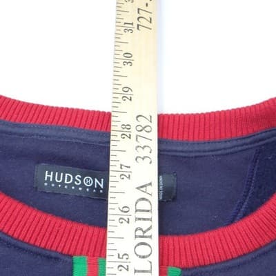 Hudson Outerwear Mens 3X Navy Blue Moth Skull Only The Strong Sweatshirt Striped - Thumbnail 6