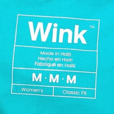 NWT-Wink Womens Classic Fit V-Neck Scrub Top Teal Blue Medium - Thumbnail 2