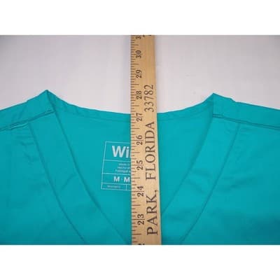 NWT-Wink Womens Classic Fit V-Neck Scrub Top Teal Blue Medium - Thumbnail 8