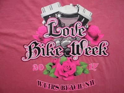 Women's Pink Sleeveless Muscle Tee - Love Bike Week 2017 Weirs Beach NH - Thumbnail 3