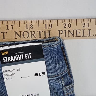 NWT-Lee Mens Straight Fit Straight Leg Jeans Heath Blue 40x30 Premium Flex - Thumbnail 5