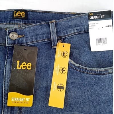 NWT-Lee Mens Straight Fit Straight Leg Jeans Heath Blue 40x30 Premium Flex - Thumbnail 3