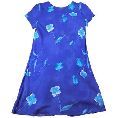 Karin Stevens Royal Blue Floral Short Sleeve Knee Length Dress Women Size 6 - Thumbnail 4