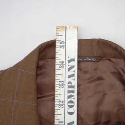 Canali Mens Brown Windowpane Wool Blazer Sport Coat Made in Italy 42R 43R - Thumbnail 12