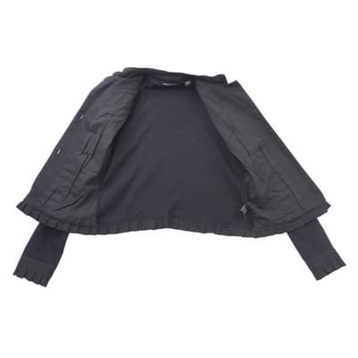 Vintage Iconic Michael Simon Women Black Ruffle Pleated Button Front Jacket Sz S - Thumbnail 4
