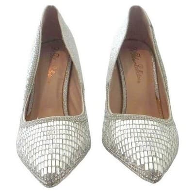 De Blossum Collection Stunning Unique Silver Mirror Mosaic High Heel Pumps Sz 10 - Thumbnail 4
