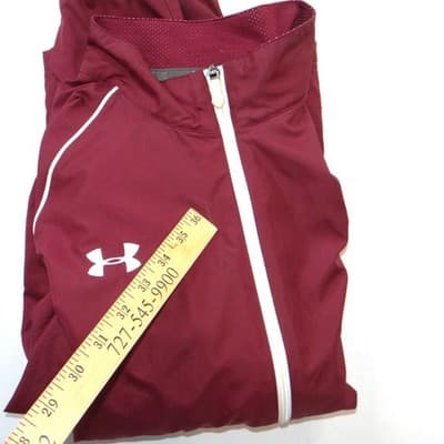 Under Armour Mens XL Maroon Full Zip Track Jacket Mesh Lined Burgundy Mock Neck - Thumbnail 5