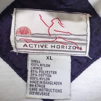 Active Horizon Vintage Windbreaker Jacket Navy White Quilted Colorblock XL - Thumbnail 3
