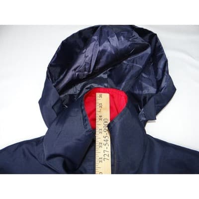 Womens Navy Blue Hooded Lightweight Rain Jacket Red Accents Size M - Thumbnail 6