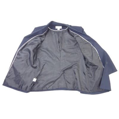 Calvin Klein Womens Navy Blue Pinstripe Two Button Blazer Jacket Size 14 - Thumbnail 4