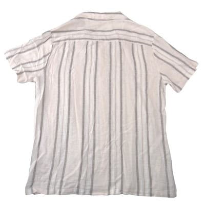Porter & Ash Mens Large Linen Blend Striped Short Sleeve Button Up Shirt Cream - Thumbnail 4
