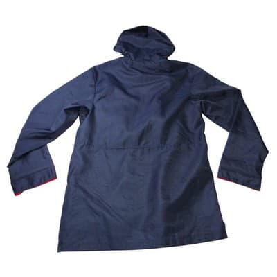 Womens Navy Blue Hooded Lightweight Rain Jacket Red Accents Size M - Thumbnail 4