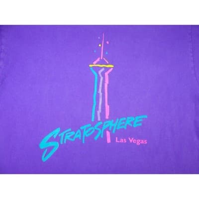Vintage Stratosphere Las Vegas Graphic T Shirt Purple Fruit of the Loom XL - Thumbnail 5