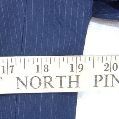 Calvin Klein Womens Navy Blue Pinstripe Two Button Blazer Jacket Size 14 - Thumbnail 5