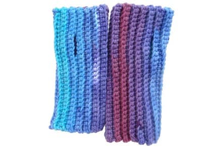 Handmade Crocheted Hand Warmers in Blue and Purple Lot 1 - Thumbnail 5