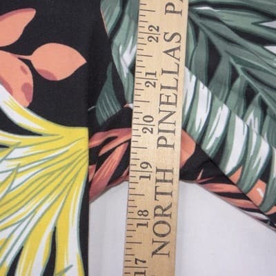 No Boundaries Womens Tropical Palm Print Wide Leg Jumpsuit Black Large 11-13 - Thumbnail 6