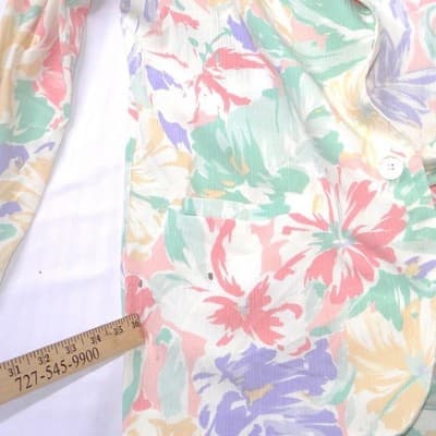 Alfred Dunner Vintage Floral Blazer Pastel Tropical Single Button Made in USA 12 - Thumbnail 5