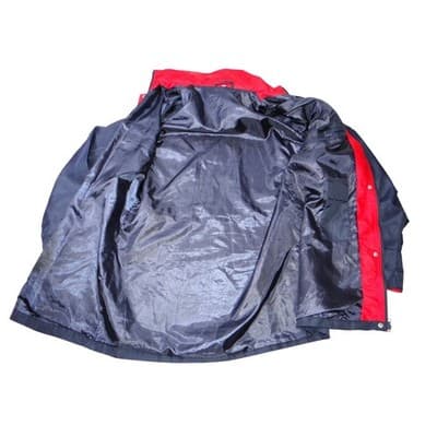 Womens Navy Blue Hooded Lightweight Rain Jacket Red Accents Size M - Thumbnail 2