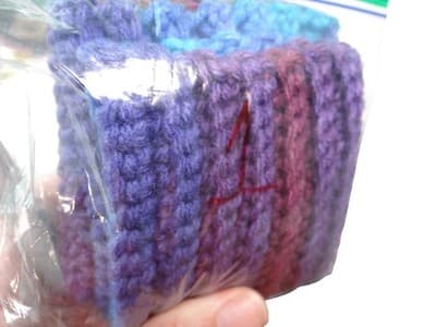 Handmade Crocheted Hand Warmers in Blue and Purple Lot 1 - Thumbnail 4