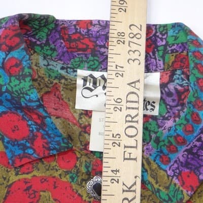 My Favorites Vintage Patchwork Blouse Sheer Mesh Sleeves Heart Buttons Large - Thumbnail 5