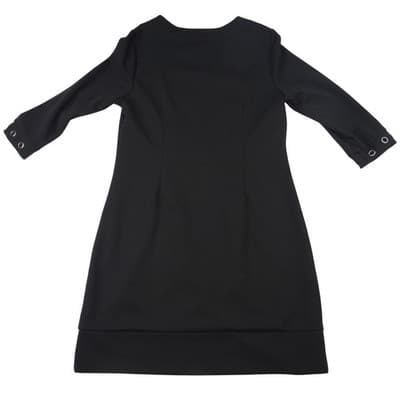 Charlie Paige Black Crew Neck Eyelet Detail 3/4 Sleeve Dress S P - Thumbnail 3