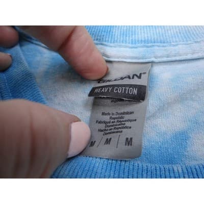 Gildan Tie Dye Mushroom Trippy Graphic Tee Shirt Blue White Size Medium - Thumbnail 2