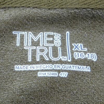 Time and Tru Womens XL Olive Green Heathered Crew Neck Sweatshirt High Low Hem - Thumbnail 2