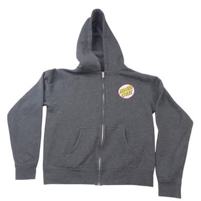 Santa Cruz Skateboards Pink Dot Logo Zip Up Hoodie Charcoal Grey Skater Mens S